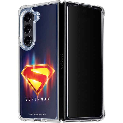 Superman 2025 Energy Shield Neon Emblem Galaxy Z Fold5 5G Clear Case